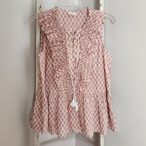 Kate Spade New York top womens small Arrow stripe lace up sleeveless peplum